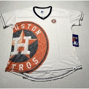 Houston Astros Tee Shirt MLB Starter Brand V-Neck Size Medium VTG Style NWT